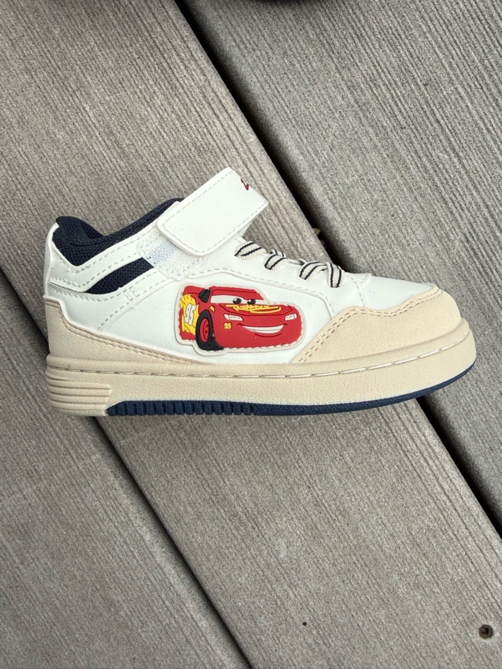 Zara White Navy Kids Sneakers with Red Car Accent (Lightning McQueen) - Picture 3 of 6